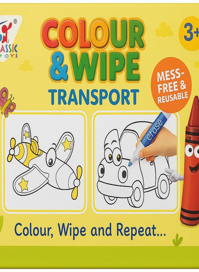 Fun4you مجموعة أنشطة التلوين والمسح من Fun4you، برسومات الفواكه ووسائل النقل، مجموعة رسم قابلة لإعادة الاستخدام للأطفال من عمر 3 سنوات فما فوق، بدون فوضى - Image 1